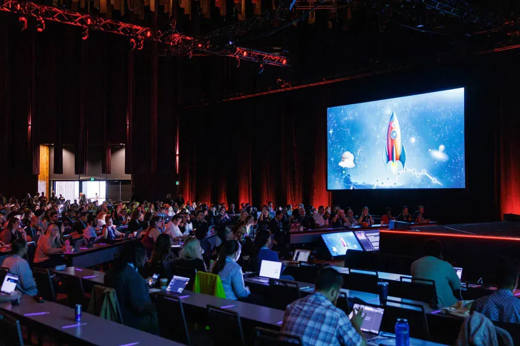 MozCon opening film playing on stage