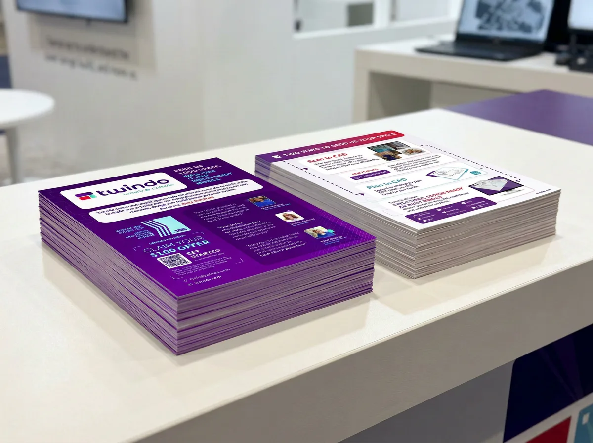 Stacks of Twindo brochures displayed inside the IBS booth